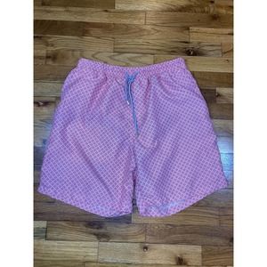 Peter Millar Swim Trunks Mens Large Pink Square Board Shorts Bathing Suit Lined